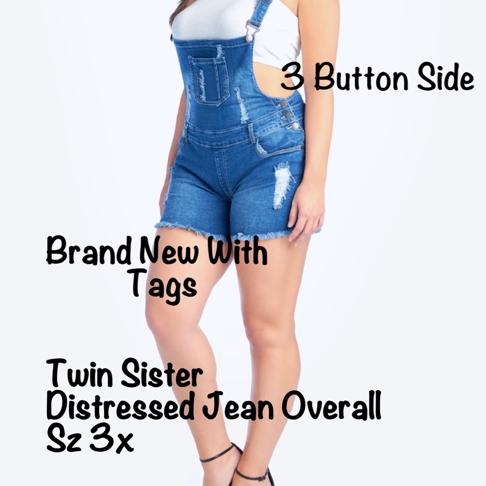 NWT Twin Sister Distressed Overall Sz 3x